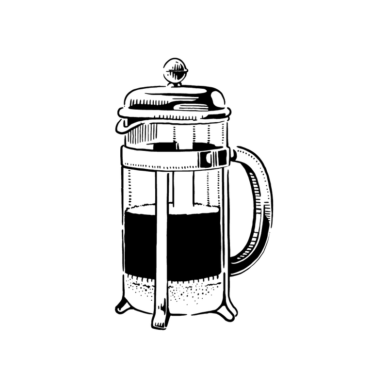 French Press brew guide illustration by 787 Coffee